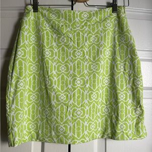 Sunsets & Sweet Tea Lime Green Printed Athletic Skort Sz S Stretch Preppy Active